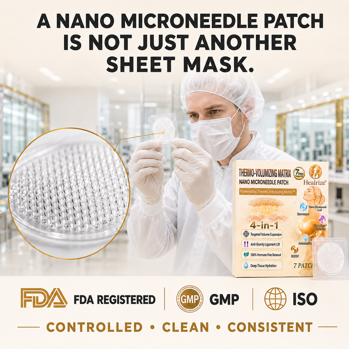 🏆🔥Healrize® 4-in-1 Thermo-Volumizing Matrix · Nano Microneedle Patch
