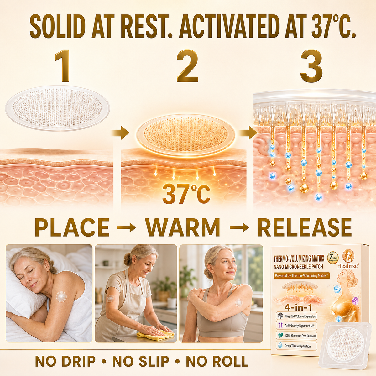 🏆🔥Healrize® 4-in-1 Thermo-Volumizing Matrix · Nano Microneedle Patch