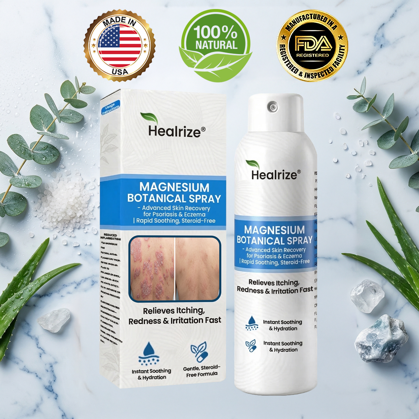 👨‍⚕️🔥Healrize® Magnesium Botanical Spray – Advanced Skin Recovery for Psoriasis & Eczema | Rapid Soothing, Steroid-Free 🌿