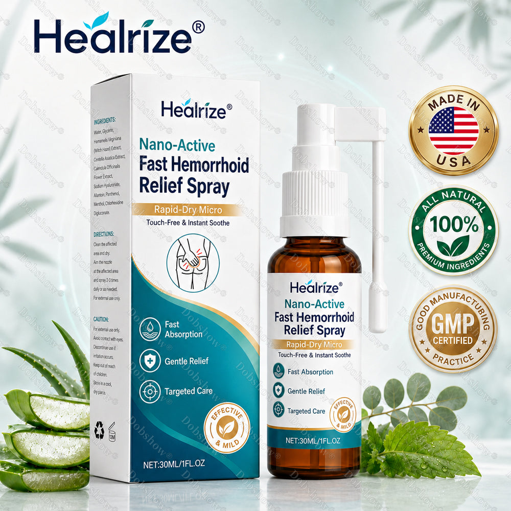 👨‍⚕️Healrize® Nano-Active Fast Hemorrhoid Relief Spray | Rapid-Dry Micro-Mist with Essential Oils, Touch-Free & Instant Soothe