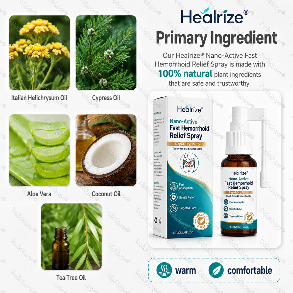 👨‍⚕️Healrize® Nano-Active Fast Hemorrhoid Relief Spray | Rapid-Dry Micro-Mist with Essential Oils, Touch-Free & Instant Soothe