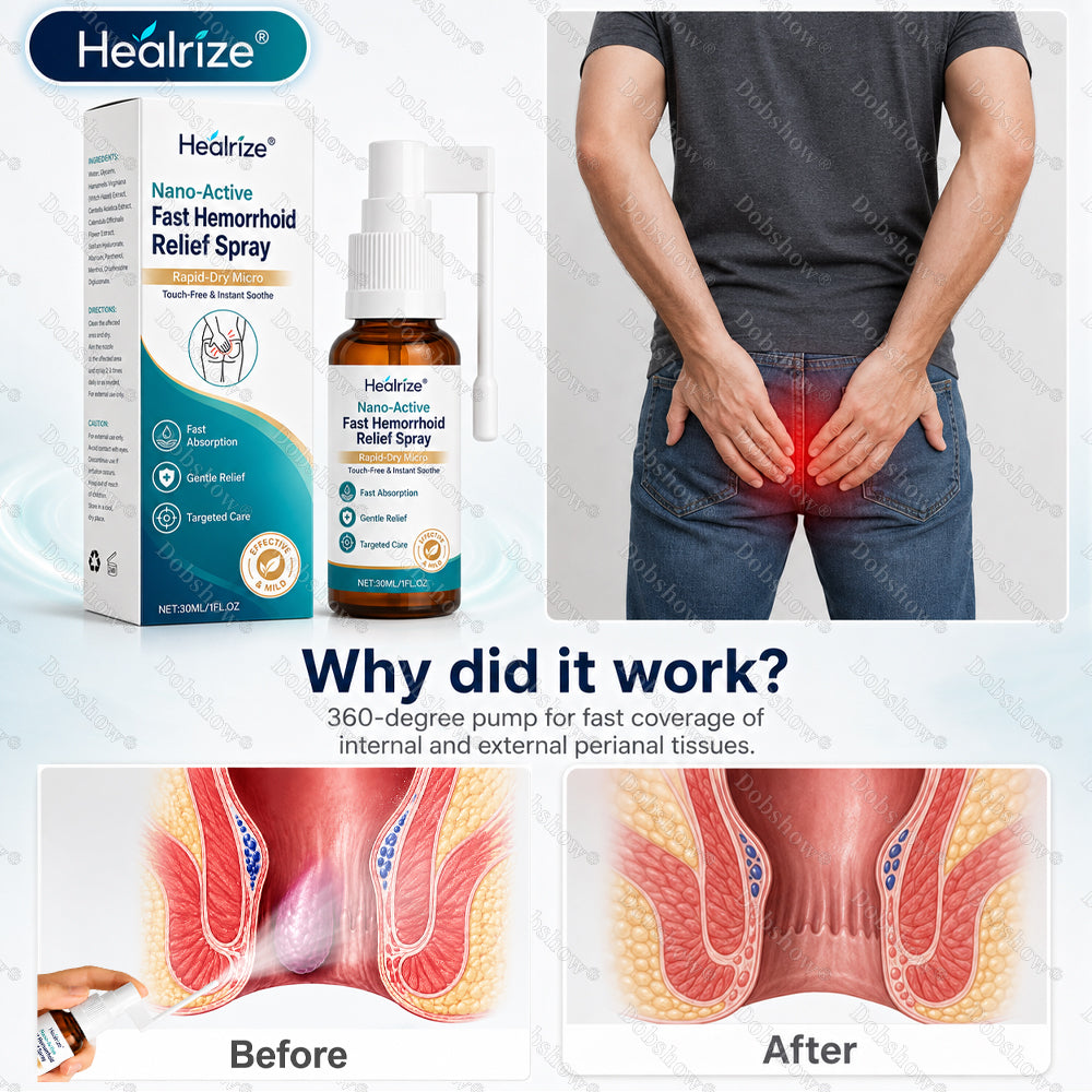 👨‍⚕️Healrize® Nano-Active Fast Hemorrhoid Relief Spray | Rapid-Dry Micro-Mist with Essential Oils, Touch-Free & Instant Soothe