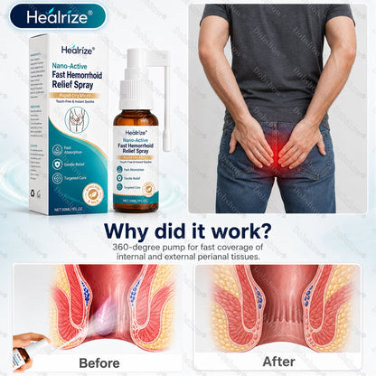 👨‍⚕️Healrize® Nano-Active Fast Hemorrhoid Relief Spray | Rapid-Dry Micro-Mist with Essential Oils, Touch-Free & Instant Soothe
