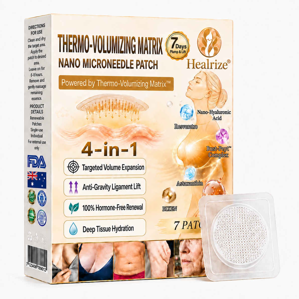🏆Healrize® 4-in-1 Thermo-Volumizing Matrix · Nano Microneedle Patch