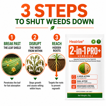🔥🌱Healrize® Advanced 2-in-1 Pro+ Herbicide | Upgraded Formula for 6-Hour Rapid Kill, Root Eradication & Destroys Glyphosate-Resistant Weeds