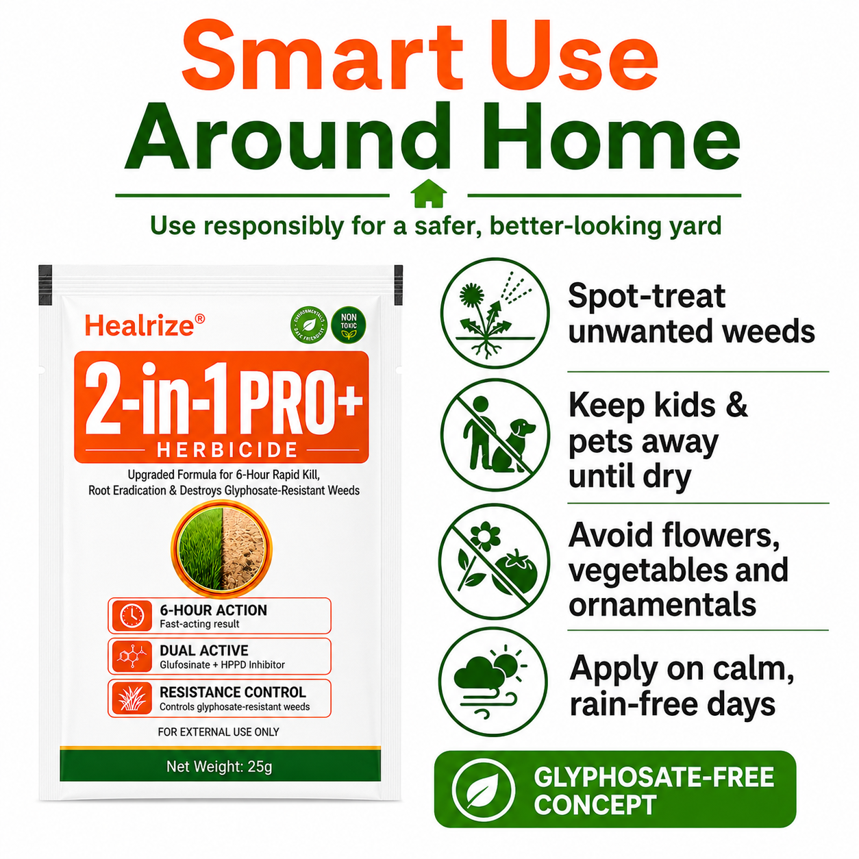 🔥🌱Healrize® Advanced 2-in-1 Pro+ Herbicide | Upgraded Formula for 6-Hour Rapid Kill, Root Eradication & Destroys Glyphosate-Resistant Weeds